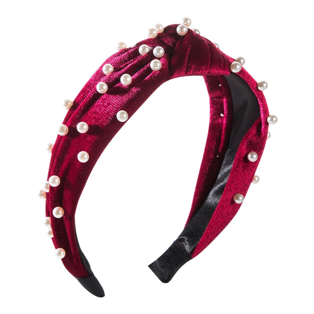 Pearl Embelished Velvet Knot Headband